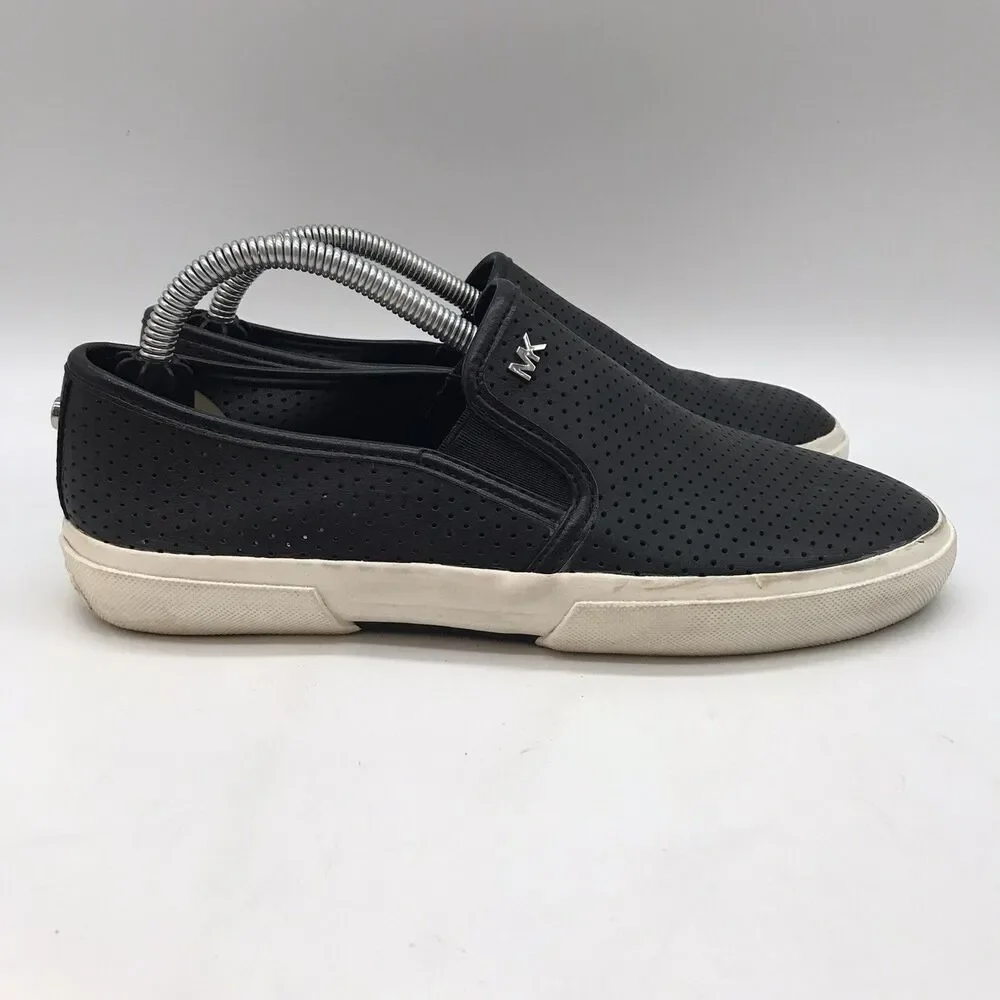Michael Kors Boerum Lasered Leather Loafers Women's 6M Black Double Gore Shoes